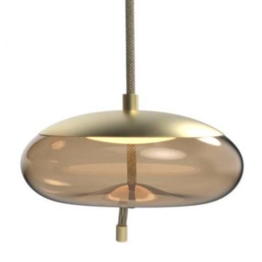 Nieuwsgierigheid Editie tempel Brokis Knot Disco hanglamp LED small rookbruin - messing | Flinders