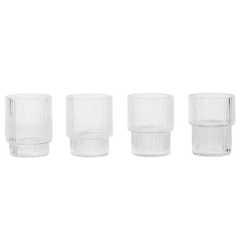 Ferm Living Ripple glazen set van 4 transparant klein | Flinders