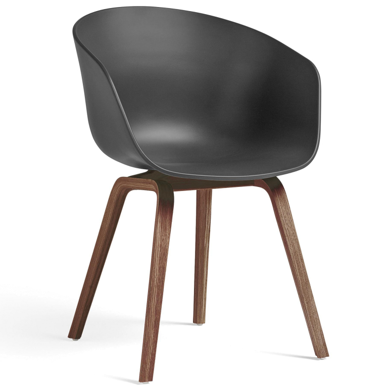 Hay About a Chair AAC22 stoel met walnoot onderstel soft black | Flinders