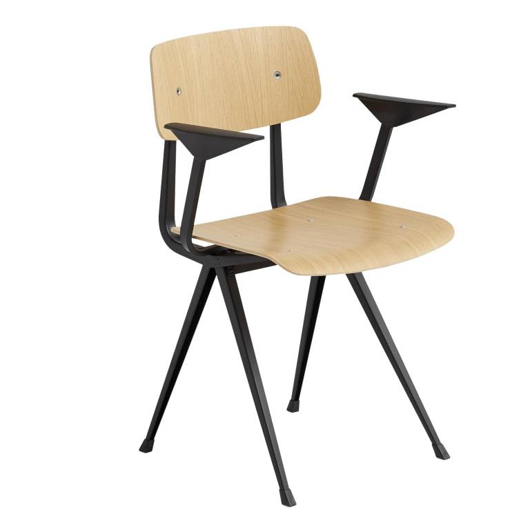 Hay Result stoel met armleuningen black powder coated steel oak | Flinders