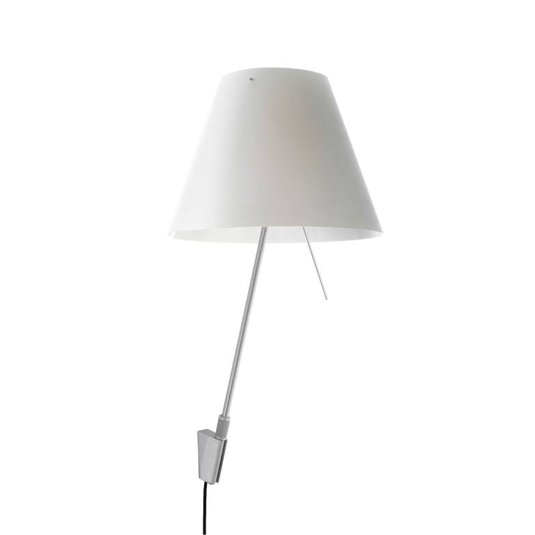 Luceplan Costanza wandlamp met aan-/uitschakelaar aluminium body, kap wit |  Flinders
