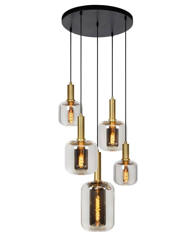 Lucide Joanet 5 cluster hanglamp rond fumé | Flinders