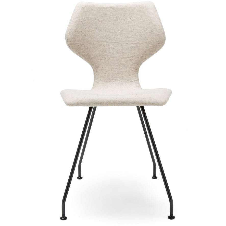 Design on Stock Cavalletta stoel, onderstel zwart, stof Ploegwool amaranth  | Flinders