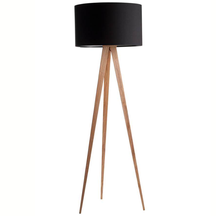 Tripod Wood vloerlamp driepoot zwart | Flinders